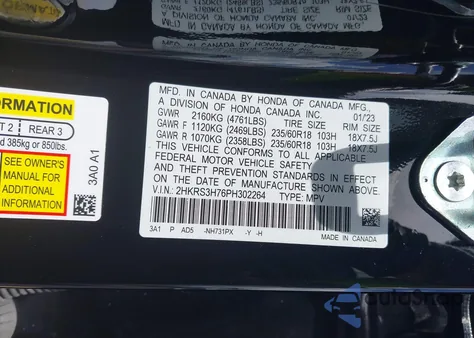 2023 Honda Cr-V Ex-L 2Wd из США, поврежденный, VIN 2HKRS3H76PH302264